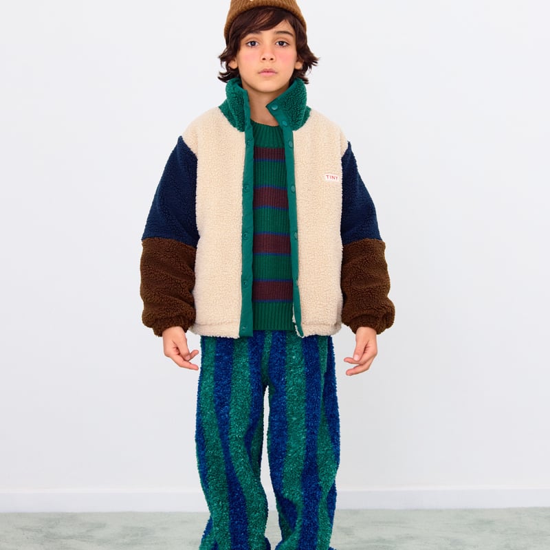 tiny cottons / COLOR BLOCK POLAR SHERPA JACKET