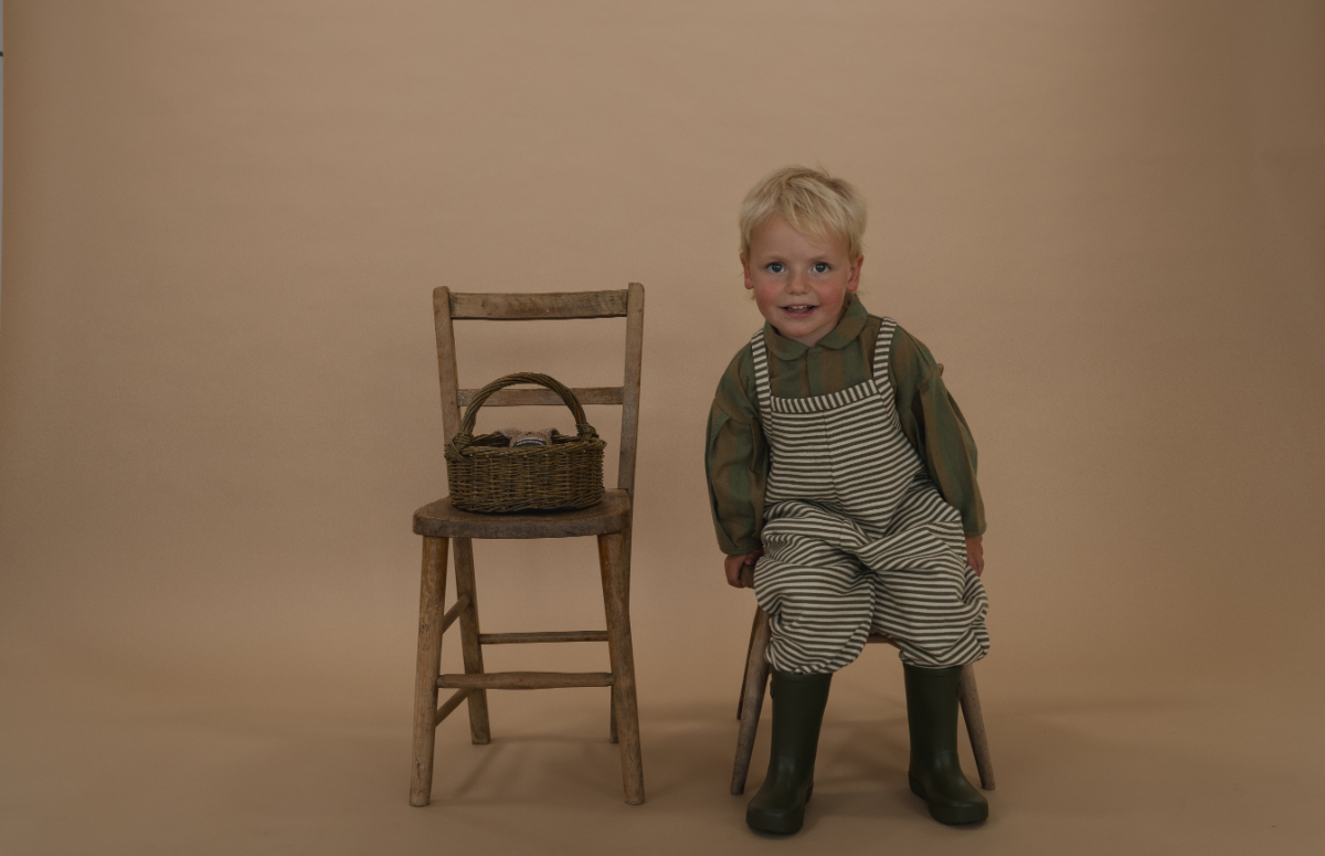 organic zoo / Fern Stripes Dungarees 1-2y 2-3y