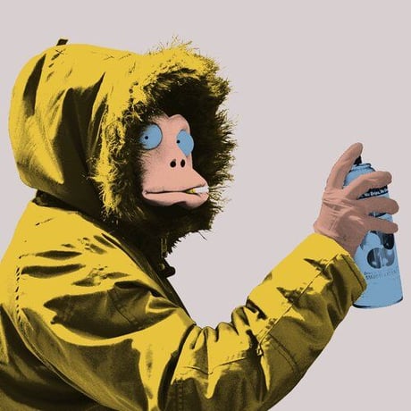 James Pfaff「Banksy, Icon, Monkey Mask Session, Yellow/Violet」