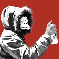 James Pfaff「Banksy, Icon, Monkey Mask Session, Monochrome/Red」