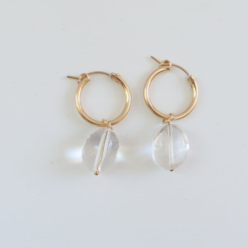 マニカラン水晶✴︎14kgf一粒ピアスP259 マニカラン水晶✴︎14kgf一粒ピアスP259