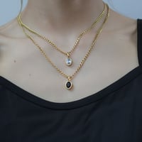 ステンレスオーバルストーンネックレス
