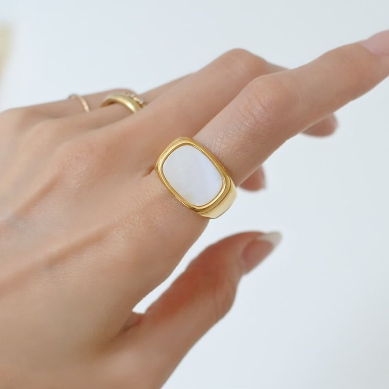 ゴールド　シェル　シェル　リング　指輪　11号 ステンレスシェルリング | LAROIS