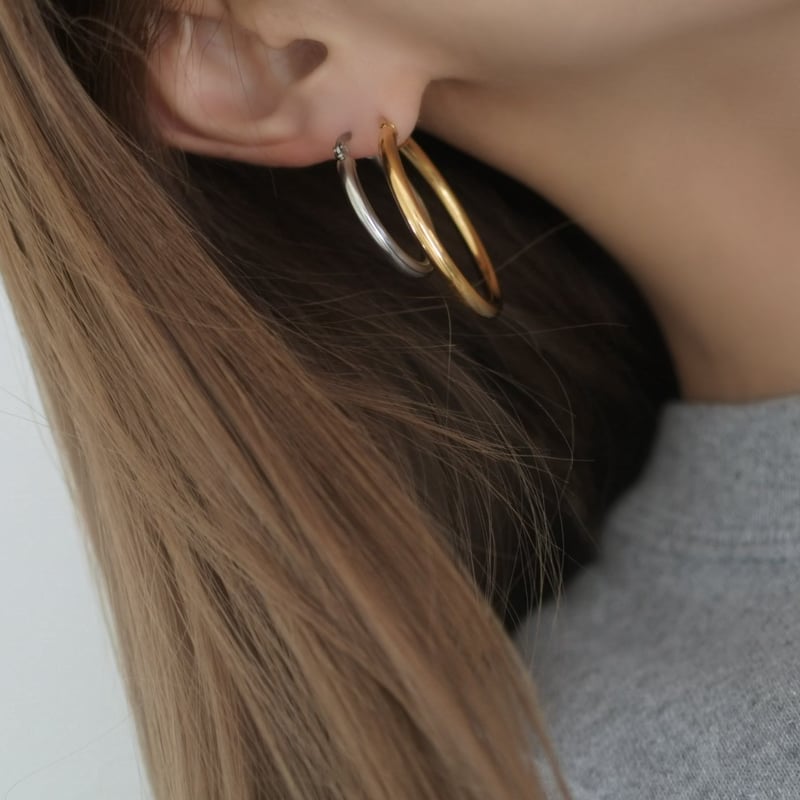 ステンレス3cmフープピアス | LAROIS