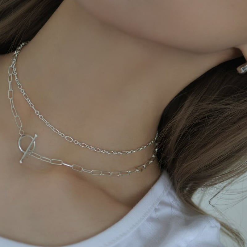 silver925チェーンマンテル2連チョーカーネックレス | LAROIS silver925チェーンマンテル2連チョーカーネックレス | LAROIS