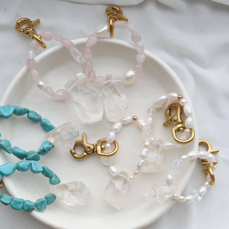 天然石キーホルダー (クリスタル×ターコイズ) | LAROIS