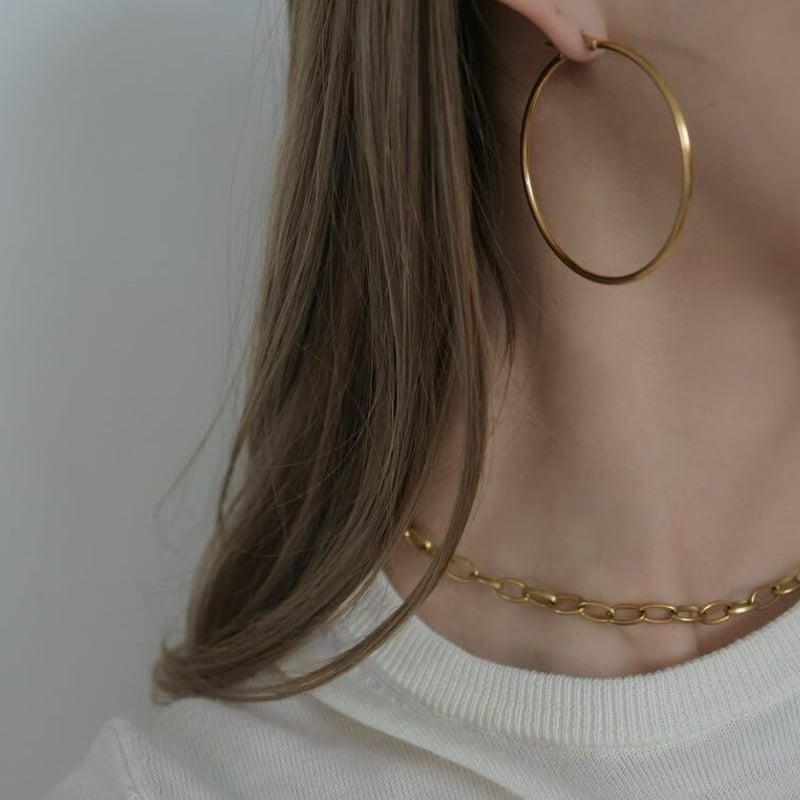 ステンレス5cmフープピアス | LAROIS