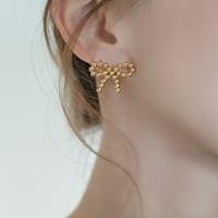 ステンレス ボールリボンピアス
