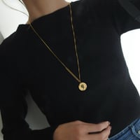 ステンレス ロングコインネックレス
