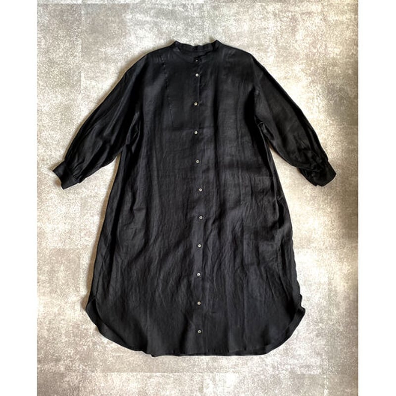 atelier emaü スタンドカラーシャツワンピース　アトリエエマウ　リネン スタンドカラーシャツワンピース | atelier emau