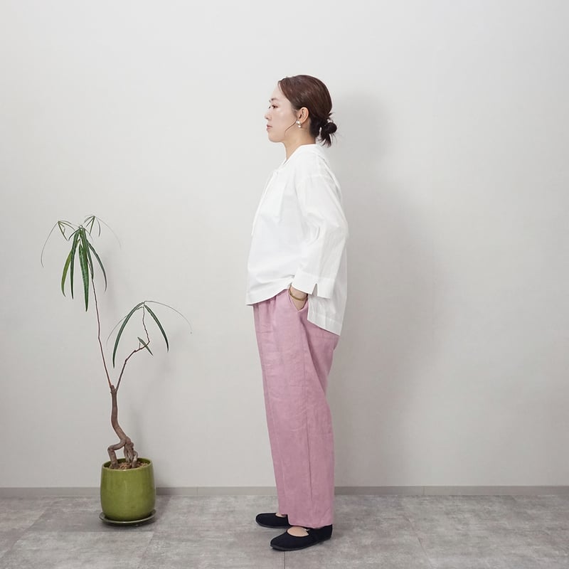 atelier emau アトリエ エマウ リネン イージー テーパードパンツ atelier emau｜リネンイージーテーパードパンツ(ツイル