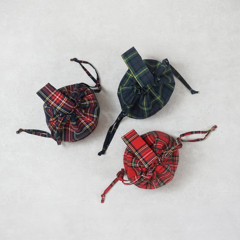 タータンチェック巾着バッグ | atelier emau