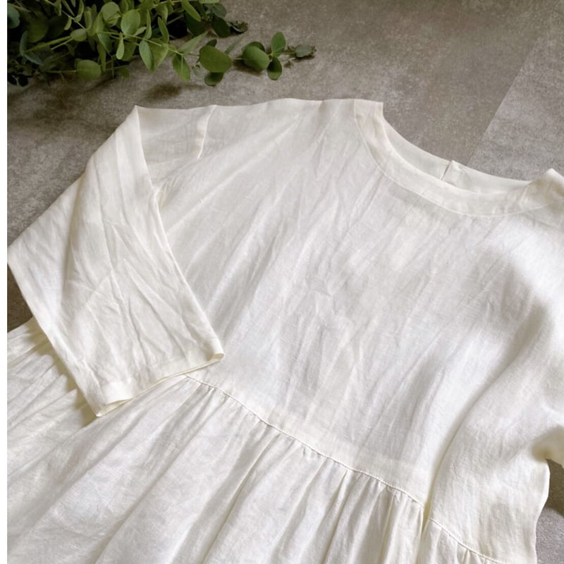 フレンチリネンウエストギャザーワンピース | atelier emau