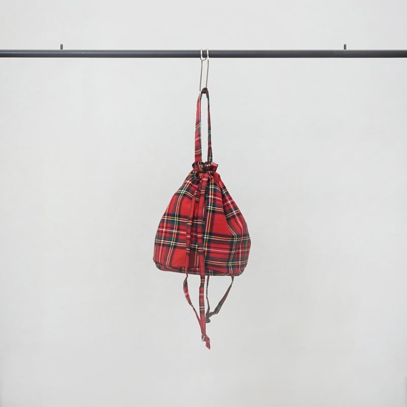 2411-7 ミニチュア巾着トートサシェ 香り袋 タータンチェック ベージュ切替 2411-7 ミニチュア巾着トートサシェ 香り袋 タータンチェック ベージュ