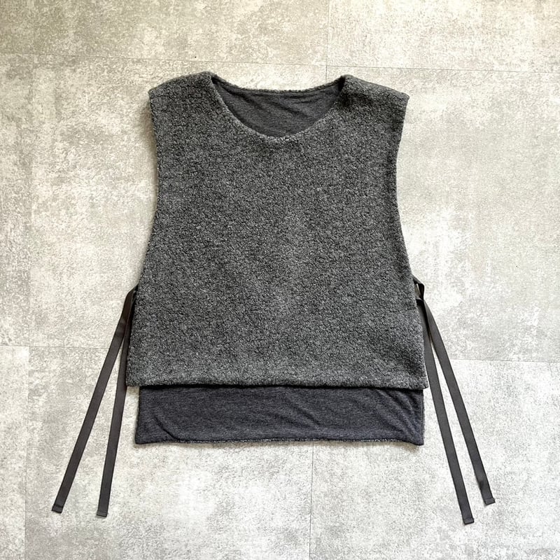 サイドリボンボアベスト | atelier emau