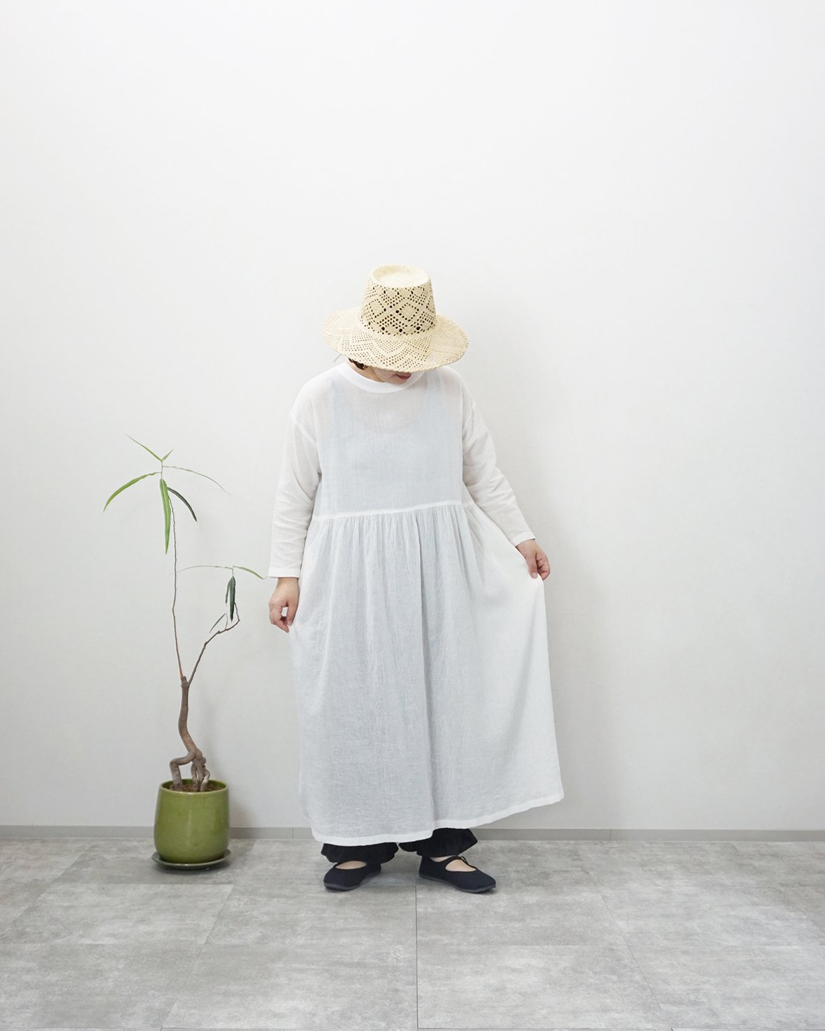アトリエエマウ atelier emau ウエストギャザーワンピース ウエストギャザーワンピース | atelier emau