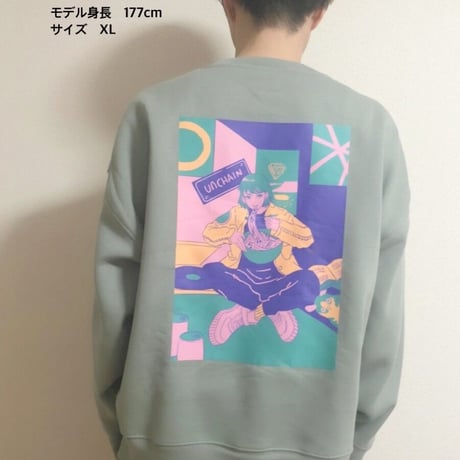 【UNCHAIN】完全受注生産 EAT THE MUSIC ビッグシルエットスウェット（グリーン）