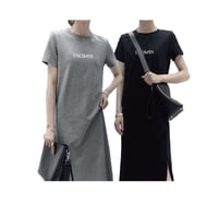 【UNCHAIN】ロゴTシャツワンピース （ブラック/グレー）