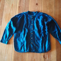 四角シャツ２５｜オオアサ薄手｜天然染ミドリ｜unisex M