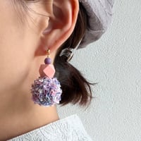 エコたま3連ピアス&イヤリング　ピンク×パープルエコたま