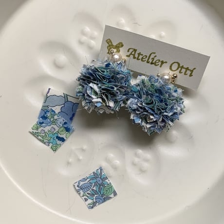 エコたま×コットンパール　2wayピアス/イヤリング　ブルー