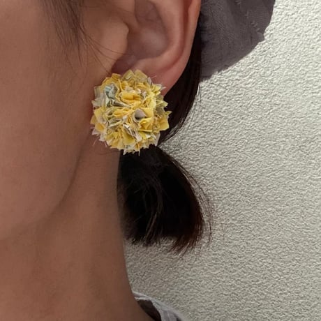 Harudayori限定エコたまコサージュ耳飾り Lemon Veil