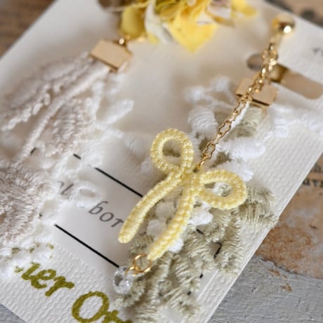 Harudayori限定エコたまコサージュ耳飾り Lemon Veil