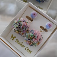 ガラス×エコたまイヤリング　マーブルピンク