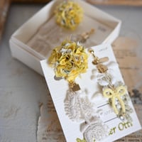 Harudayori限定エコたまコサージュ耳飾り Lemon Veil
