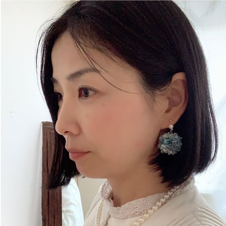 エコたま×コットンパール　2wayピアス/イヤリング　ブルー
