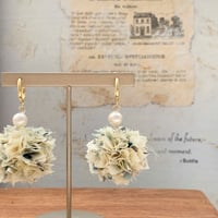 エコたま×コットンパール　 アイボリーグリーン　ピアス/イヤリング