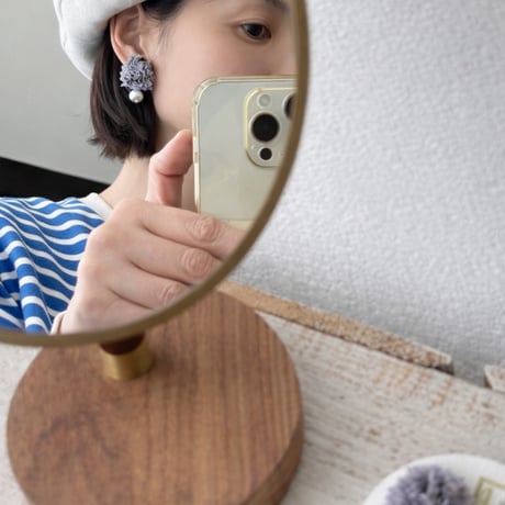 エコたま demi（ドゥミ） パール耳飾り　グレージュ