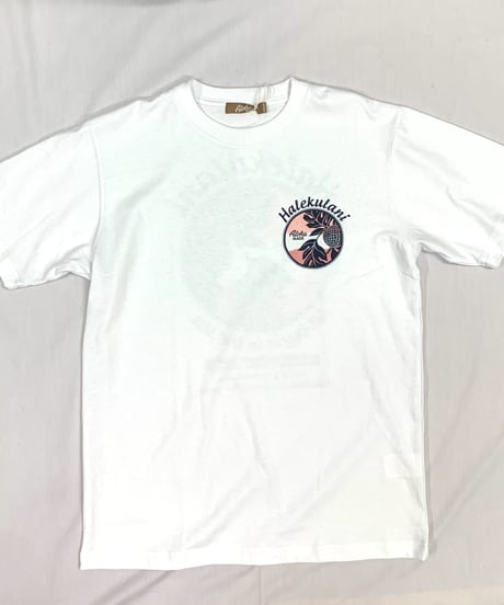 ハワイアン柄Tシャツ　ホワイト/パンの実　(メンズサイズ)バックプリント