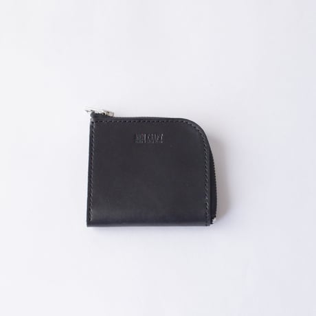 本革　ミニマルなLジップ財布　ブラック