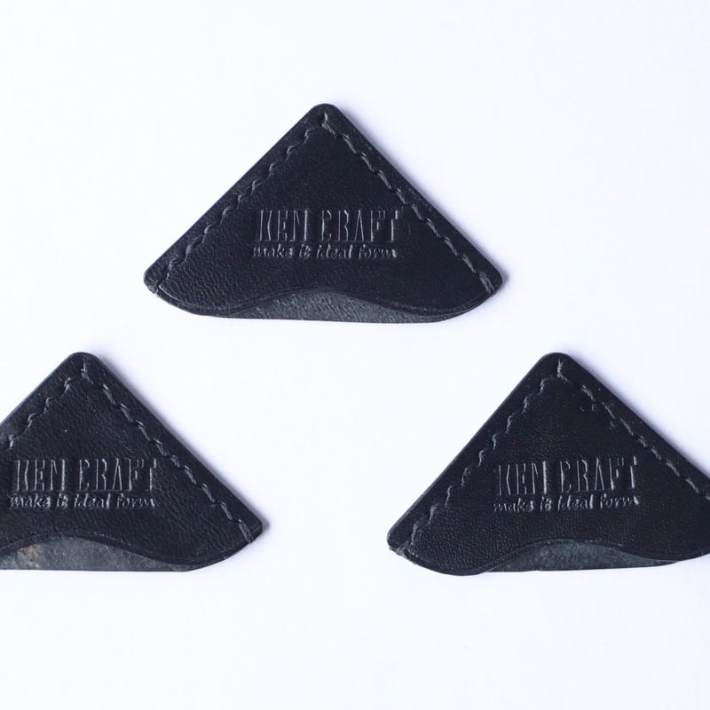本革 三角しおり 栃木レザー ブラック | KENCRAFT