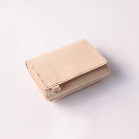 本革　ミニマルな財布　栃木レザー　ヌメ革　生成り