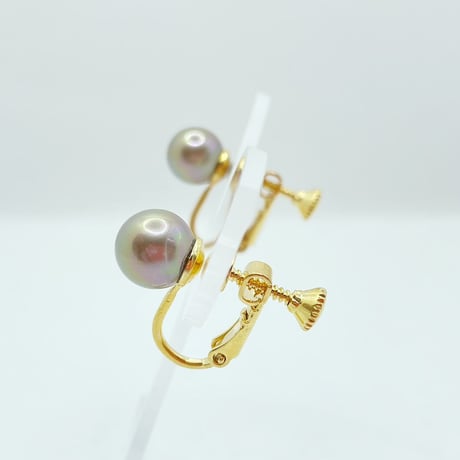 グレーパールイヤリング  19482-14-907