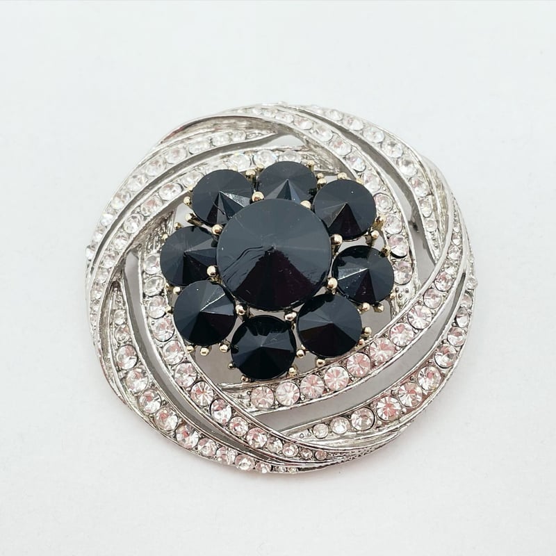 渦巻きのブローチ (フランス製)クリア/ゴールド/グレー35101-40-801