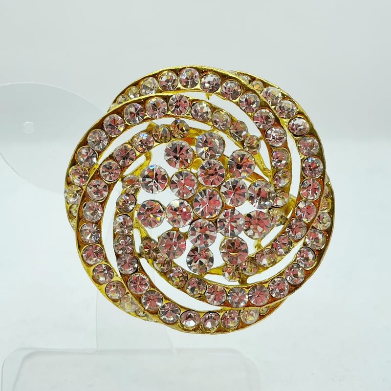 渦巻きのブローチ (フランス製)クリア/ゴールド/グレー35101-40