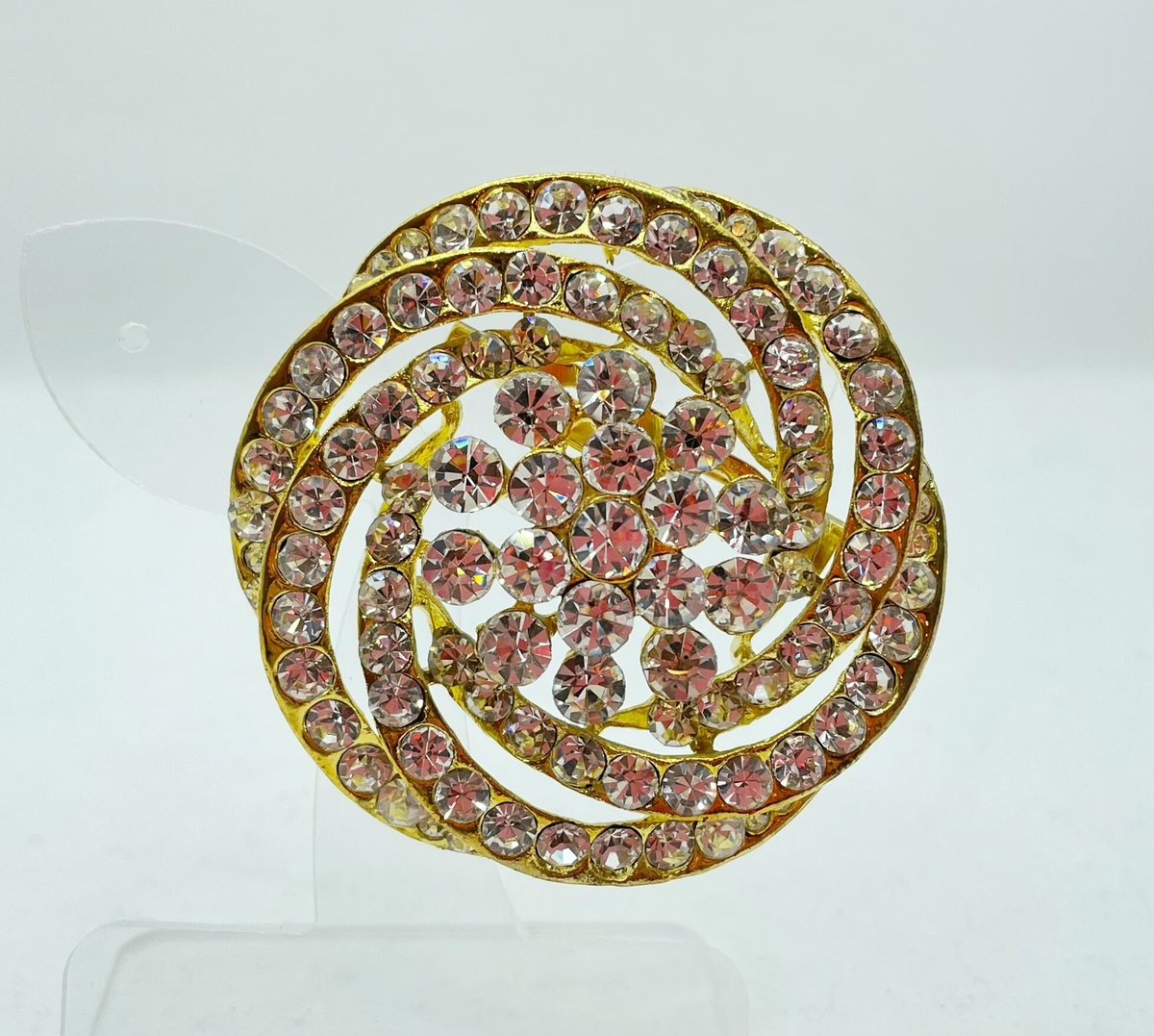 渦巻きのブローチ (フランス製)クリア/ゴールド/グレー35101-40