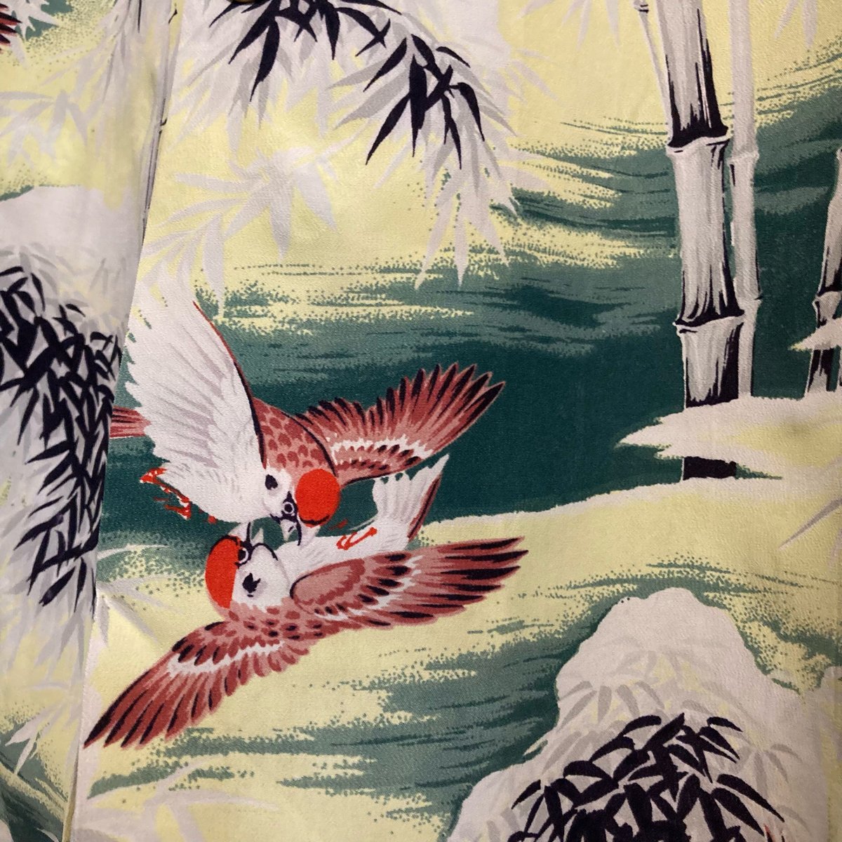 50s ヴィンテージ 和柄 ハワイアンシャツ アロハ 雀 | 旅する古着屋