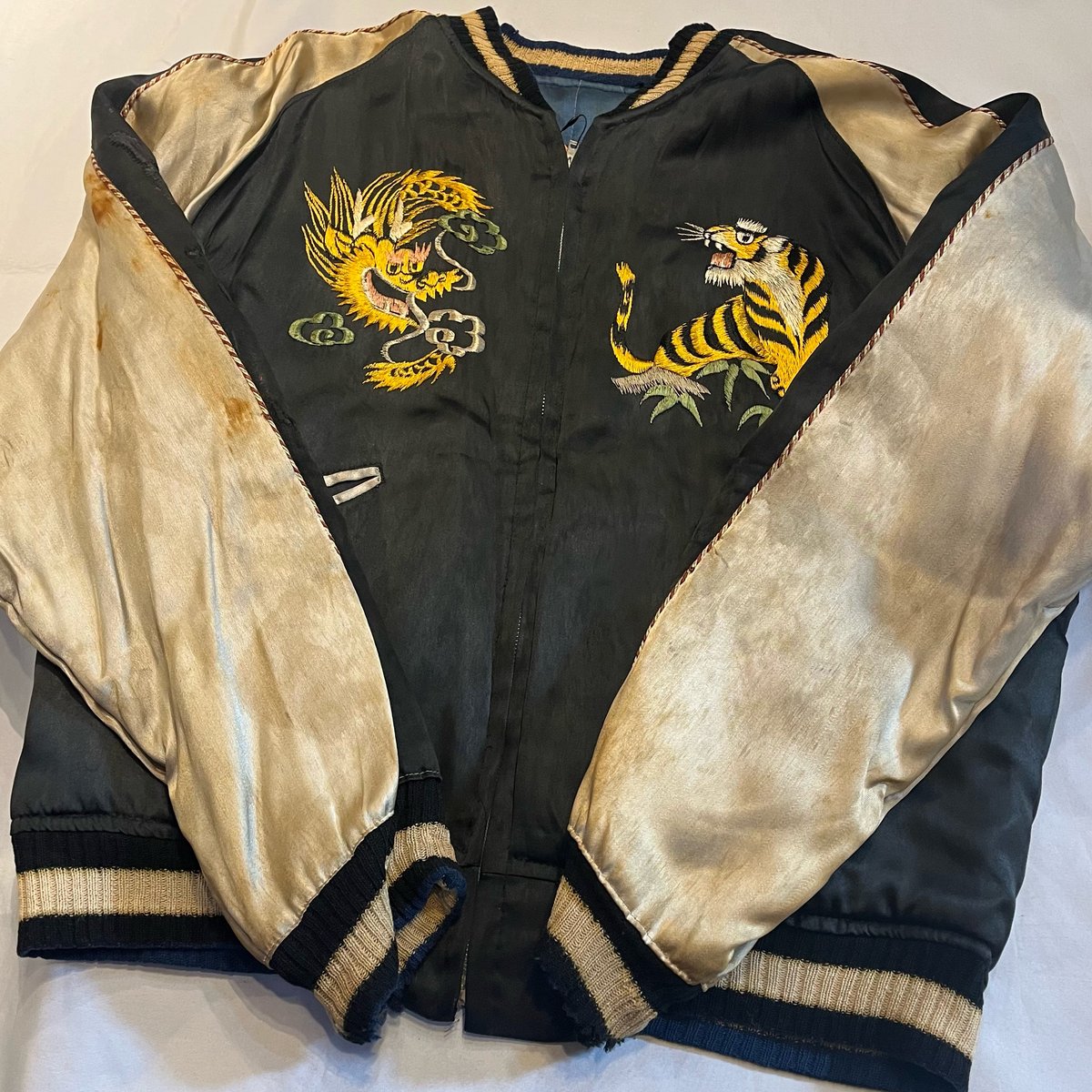 50s satin souvenir jacket ヴィンテージ　スカジャン Vintage 50's Japanese Souvenir Reversible Eagle&Tiger Satin