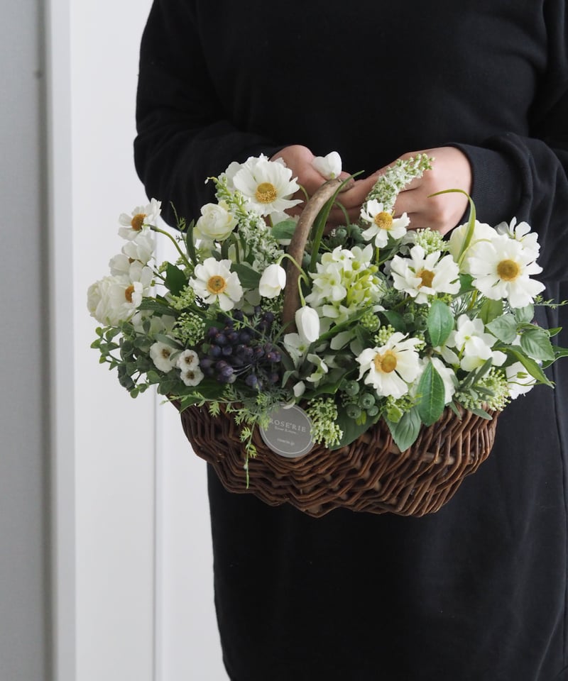 小花＆グリーンBaslet Arrangement【完成品】 | ROSE