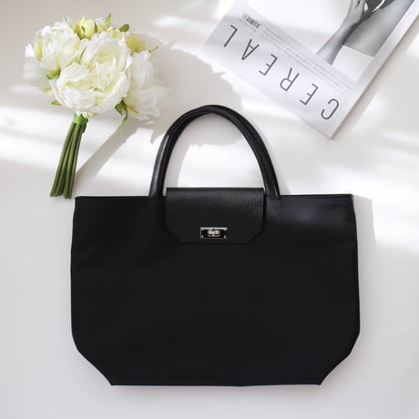 【 𝑟𝑖𝑐ℎ𝑒𝑠𝑠𝑒トートM】  ブラック×シルバー金具