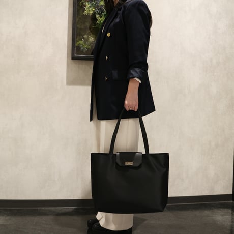 【 𝑟𝑖𝑐ℎ𝑒𝑠𝑠𝑒トートL】  ブラック×シルバー金具