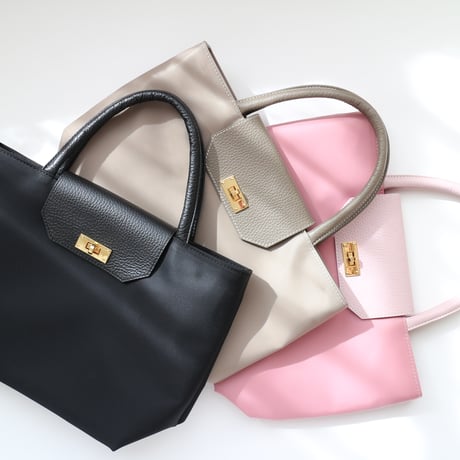 【 𝑟𝑖𝑐ℎ𝑒𝑠𝑠𝑒トートS】  グレージュ×シルバー金具
