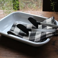 fog linen work / リネン キッチンクロス ブラック ナチュラルチェック (厚地)