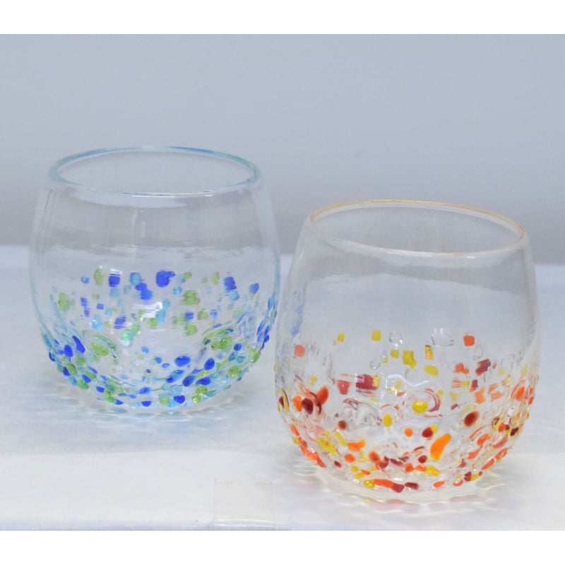 つぶつぶ丸グラスセット（青系・オレンジ系） | てぃだ工房 Online Store