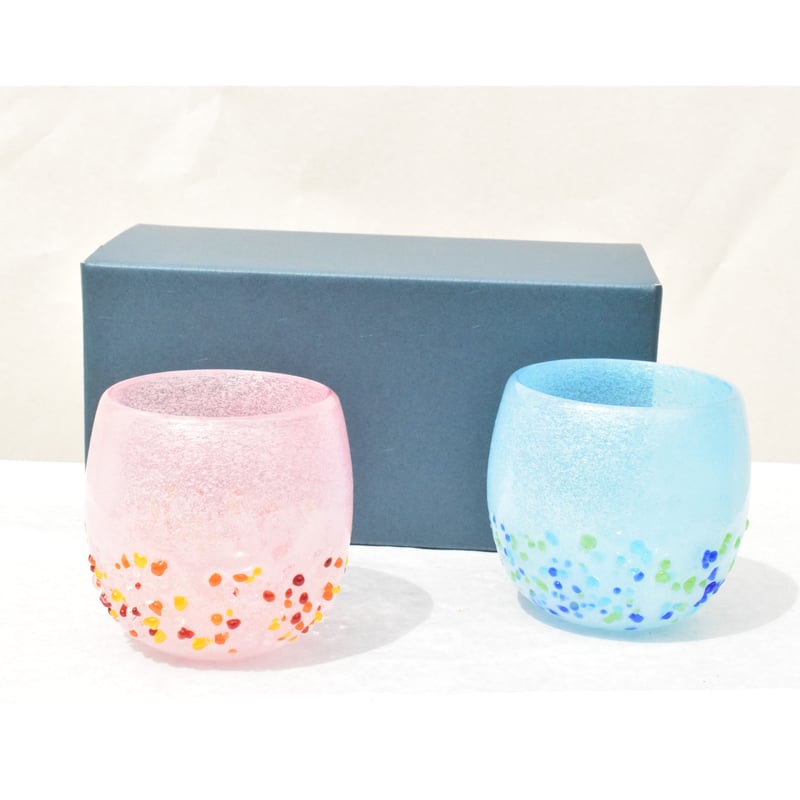 泡つぶつぶ丸グラスセット（青系・オレンジ系） | てぃだ工房 Online Store