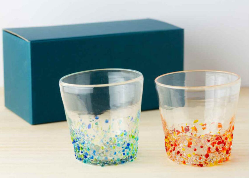 つぶつぶロックグラスセット（青系・オレンジ系） | てぃだ工房 Online